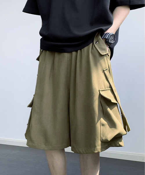 neos（ネオス）の「【neos】ルーズシルエット フラップポケット カーゴ ハーフ ワイド パンツ（カーゴパンツ・メンズ・ブラック/カーキブラウン/チャコールグレー・MEDIUM/LARGE/X-LARGE）」の4枚目の写真