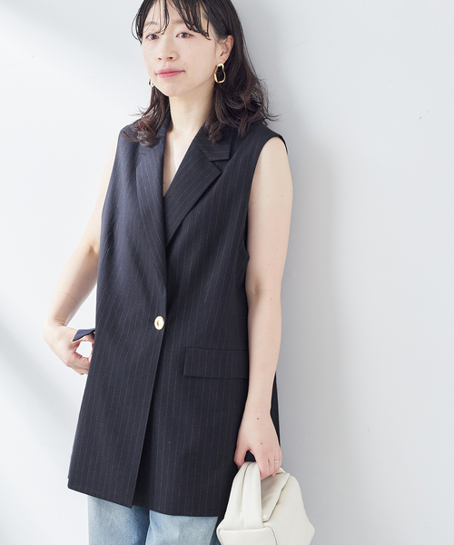 【2024SS】L'ESSAGE 綿麻ゴールドボタンベスト ジレ journal standard L'essage（ジャーナルスタンダードレサージュ