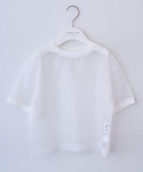 CIAOPANIC TYPY(チャオパニックティピー)の「■【KIDS】シアーオーガンジーTee(Tシャツ/カットソー・キッズ・ホワイト/ブラック・SMALL/MEDIUM/LARGE/X-LARGE/XX-LARGE)」の6枚目の写真