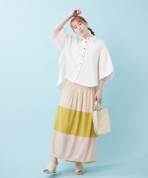 LUGIVa デニム＆綿ツイルシャツジャケット（デニムジャケット  