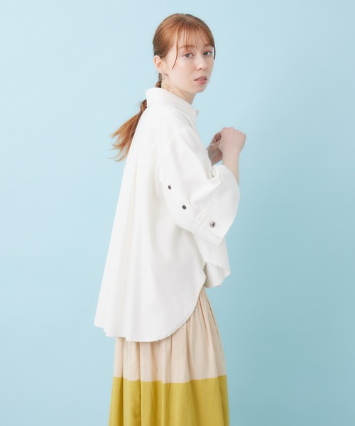 LUGIVa デニム＆綿ツイルシャツジャケット（デニムジャケット  