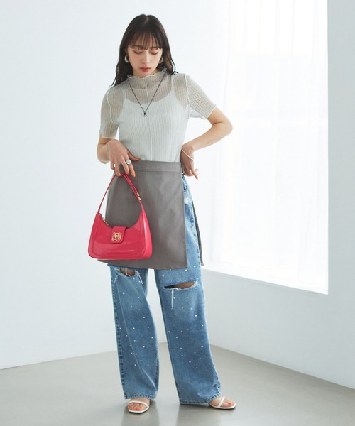 VIS(ビス)の「シアーラッセルカットソー(Tシャツ/カットソー・レディース・ホワイト/ホワイト系その他/ブラック・FREE)」の8枚目の写真