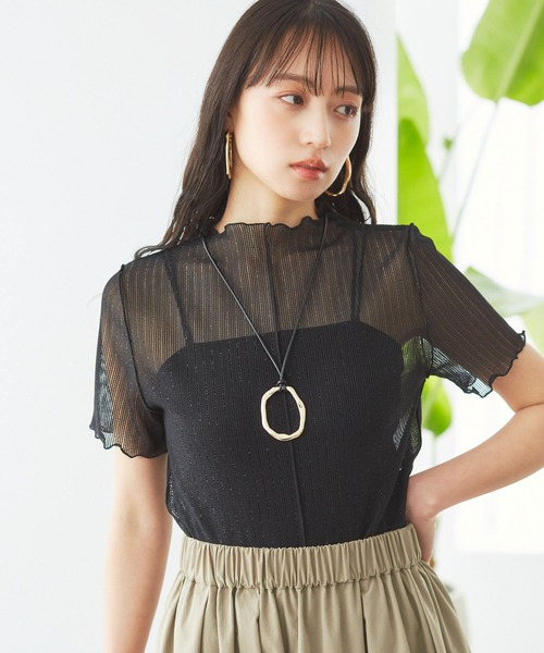 VIS(ビス)の「シアーラッセルカットソー(Tシャツ/カットソー・レディース・ホワイト/ホワイト系その他/ブラック・FREE)」の9枚目の写真