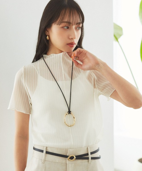 VIS(ビス)の「シアーラッセルカットソー(Tシャツ/カットソー・レディース・ホワイト/ホワイト系その他/ブラック・FREE)」の13枚目の写真