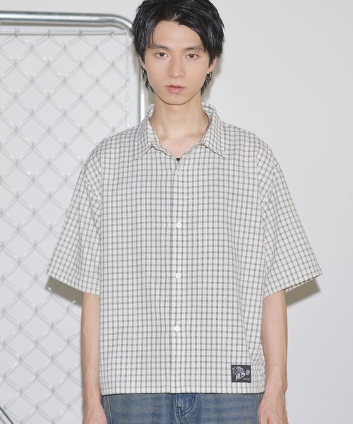 ブラウス シャツ shirring half sleeve short shirt(シャーリングハーフスリーブショート丈シャツ) レディース shirring half sleeve short shirt(シャーリングハーフスリーブ