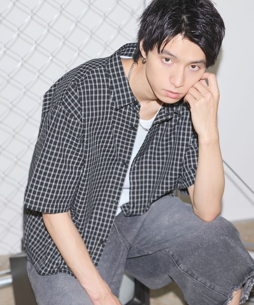 ハーフスリーブショート丈ミニチェックシャツ【UNISEX】（シャツ