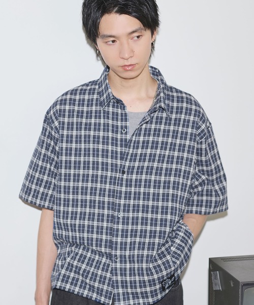 セール】ハーフスリーブショート丈ミニチェックシャツ【UNISEX