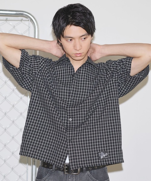 セール】ハーフスリーブショート丈ミニチェックシャツ【UNISEX