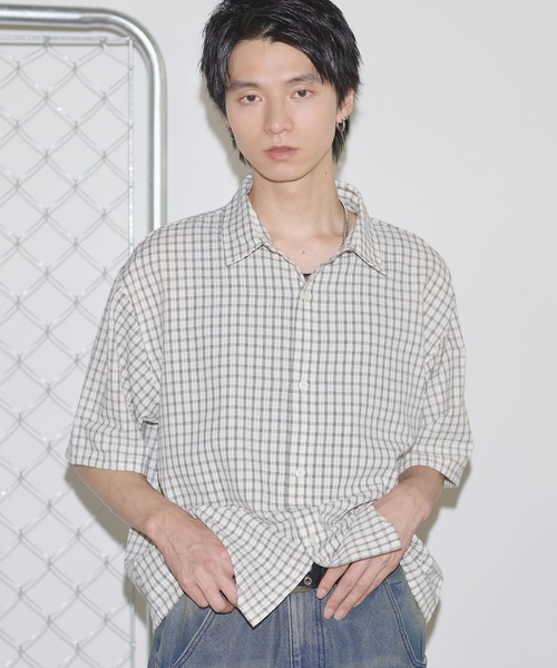 セール】ハーフスリーブショート丈ミニチェックシャツ【UNISEX