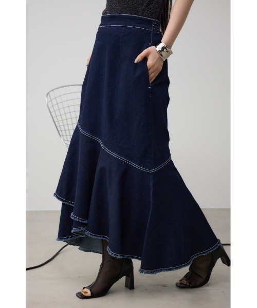 AZUL by moussy(アズールバイマウジー)の「カシュクールフレアマーメードデニムスカート(デニムスカート・レディース・ワンウォッシュ/ライトブルー・MEDIUM/SMALL)」の22枚目の写真