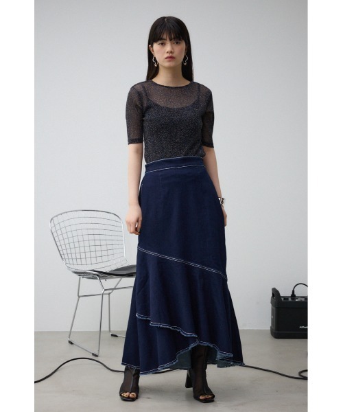 AZUL by moussy(アズールバイマウジー)の「カシュクールフレアマーメードデニムスカート(デニムスカート・レディース・ワンウォッシュ/ライトブルー・MEDIUM/SMALL)」の11枚目の写真