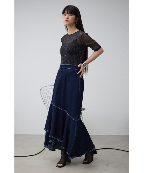 AZUL by moussy(アズールバイマウジー)の「カシュクールフレアマーメードデニムスカート(デニムスカート・レディース・ワンウォッシュ/ライトブルー・MEDIUM/SMALL)」の12枚目の写真