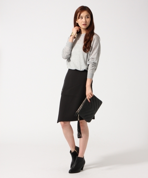 GLOBAL WORK（グローバルワーク）の「【WEB限定価格】ZIPアシメスカート/567975（スカート・レディース・ブラウン/ブラック・LARGE/MEDIUM）」の3枚目の写真