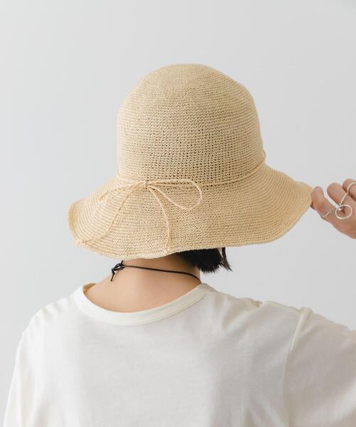 RODE SKO（ロデスコ）の「ペーパーコマ編みハット（ハット・レディース・ナチュラル/ライトピンク/ブラウン・ONE）」の4枚目の写真