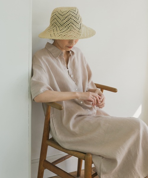 極美品✨定価１.３万❤️　ナチュラル　麻　ドアーズ　リネン前開きシャツワンピース 美品】アーバンリサーチ ドアーズ リネン前開きシャツワンピース