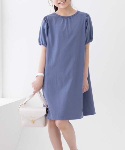 NAVY(ネイビー)の「NAVY 冷感 ギャザーワンピース(Tシャツ/カットソー・キッズ・ピンク/ブルー系その他/チャコールグレー・120/130/140/150/160)」の1枚目の写真