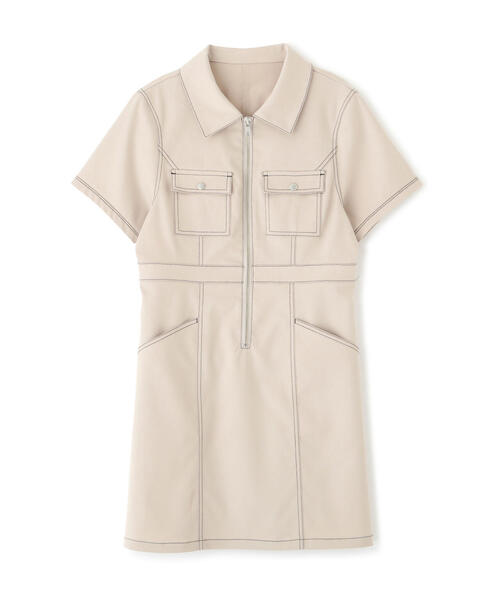 FREE'S MART（フリーズマート）の「◆配色ステッチジップ使いミニワンピース（ワンピース・レディース・ブラック/ホワイト/ベージュ・SMALL/MEDIUM）」の21枚目の写真