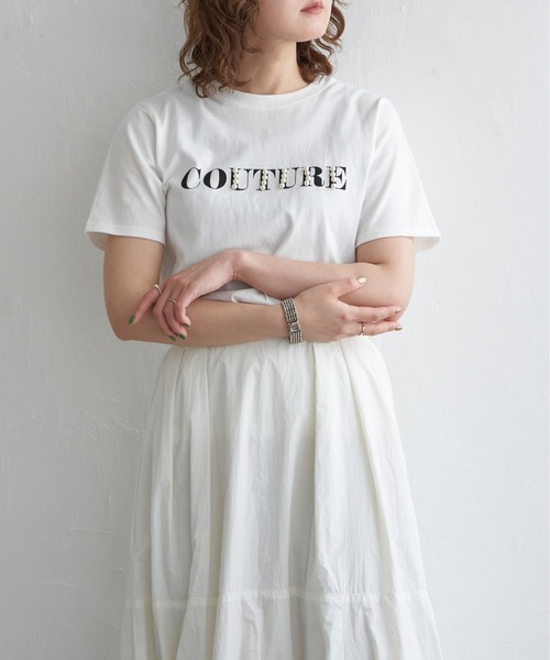 notch.(ノッチ)の「パール&ロゴプリントTシャツ(Tシャツ/カットソー・レディース・オフホワイト/ブラック・M)」の3枚目の写真