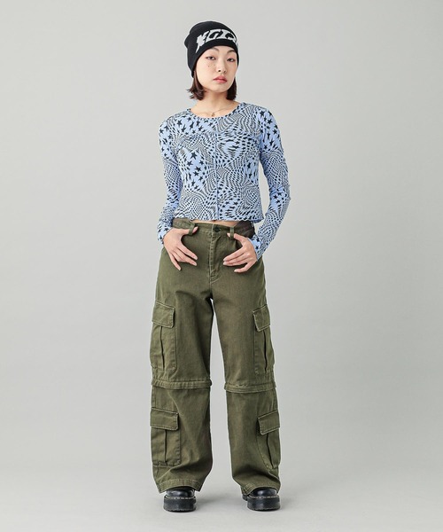 X-girl（エックスガール）の「DISTORTED STARS COMAPCT TOP（Tシャツ/カットソー・レディース・ライトブルー/チャコール・S/M）」の9枚目の写真