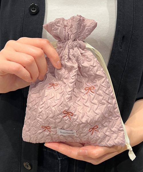 ふくれジャガード/キルティング/巾着ポーチ（ポーチ）｜Flowering