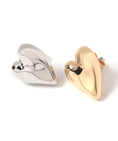 GLOBAL WORK（グローバルワーク）の「変形ハートピアス/125012（ピアス（両耳用）・レディース・ライトグレー/ライトイエロー・FREE）」の4枚目の写真