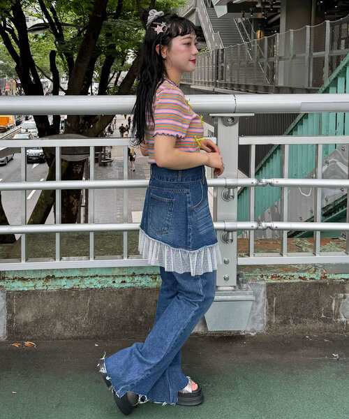 CIAOPANIC(チャオパニック)の「チュールドッキングデニム巻きスカート(スカート・レディース・インディゴブルー・ONE SIZE)」の15枚目の写真