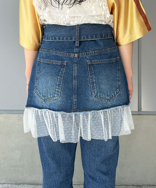 CIAOPANIC(チャオパニック)の「チュールドッキングデニム巻きスカート(スカート・レディース・インディゴブルー・ONE SIZE)」の19枚目の写真