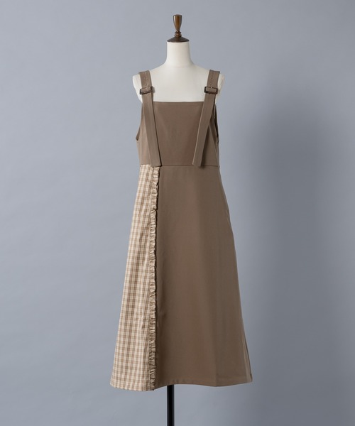 INTER FACTORY（インターファクトリー）の「2wayフリルチェックの切り替えジャンパースカート　made in INTER FACTORY（スカート・レディース・ベージュ/ネイビー・FREE）」の19枚目の写真