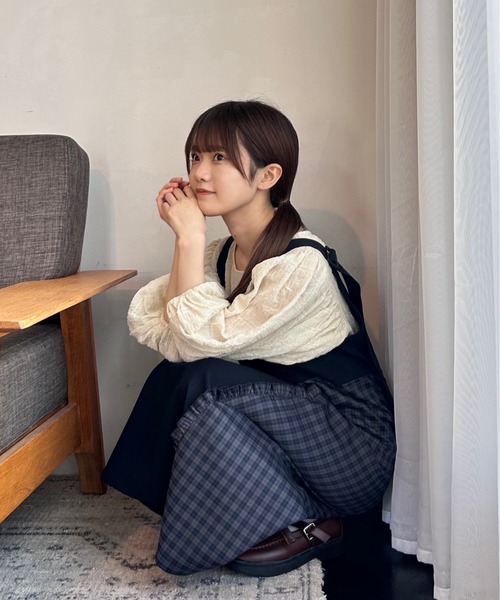 INTER FACTORY（インターファクトリー）の「2wayフリルチェックの切り替えジャンパースカート　made in INTER FACTORY（スカート・レディース・ベージュ/ネイビー・FREE）」の18枚目の写真