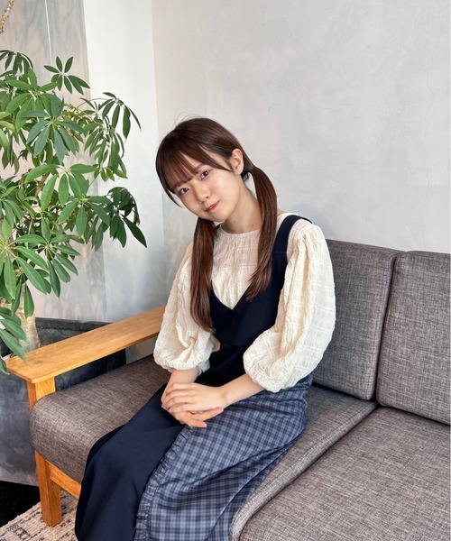 INTER FACTORY（インターファクトリー）の「2wayフリルチェックの切り替えジャンパースカート　made in INTER FACTORY（スカート・レディース・ベージュ/ネイビー・FREE）」の16枚目の写真