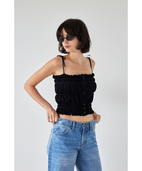 ALEXIA STAM（アリシアスタン）の「Shirring Knit Camisole /シャーリングニットキャミソール（キャミソール・レディース・ホワイト/ブラック/ブルー・FREE）」の7枚目の写真