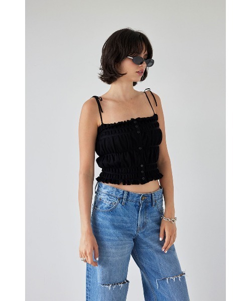 ALEXIA STAM（アリシアスタン）の「Shirring Knit Camisole /シャーリングニットキャミソール（キャミソール・レディース・ホワイト/ブラック/ブルー・FREE）」の6枚目の写真