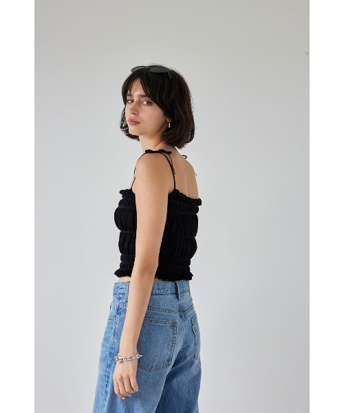 ALEXIA STAM（アリシアスタン）の「Shirring Knit Camisole /シャーリングニットキャミソール（キャミソール・レディース・ホワイト/ブラック/ブルー・FREE）」の5枚目の写真