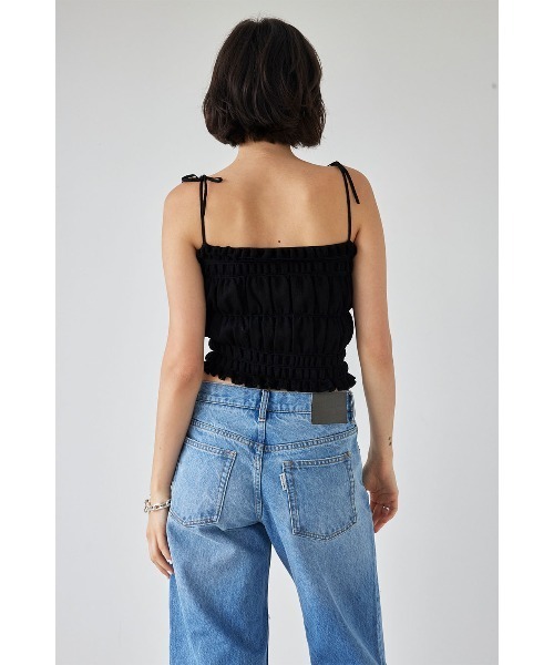 ALEXIA STAM（アリシアスタン）の「Shirring Knit Camisole /シャーリングニットキャミソール（キャミソール・レディース・ホワイト/ブラック/ブルー・FREE）」の4枚目の写真