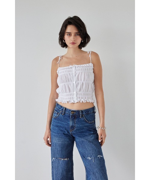 ALEXIA STAM（アリシアスタン）の「Shirring Knit Camisole /シャーリングニットキャミソール（キャミソール・レディース・ホワイト/ブラック/ブルー・FREE）」の11枚目の写真