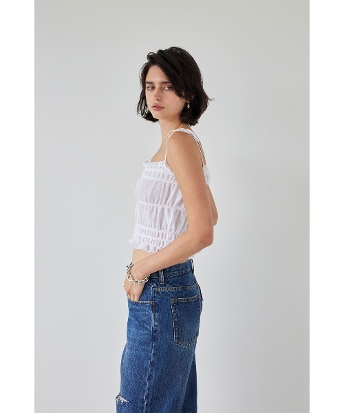 ALEXIA STAM（アリシアスタン）の「Shirring Knit Camisole /シャーリングニットキャミソール（キャミソール・レディース・ホワイト/ブラック/ブルー・FREE）」の10枚目の写真