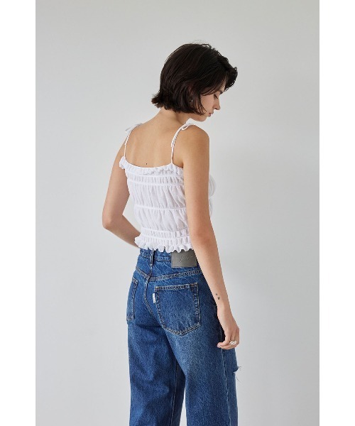 ALEXIA STAM（アリシアスタン）の「Shirring Knit Camisole /シャーリングニットキャミソール（キャミソール・レディース・ホワイト/ブラック/ブルー・FREE）」の9枚目の写真