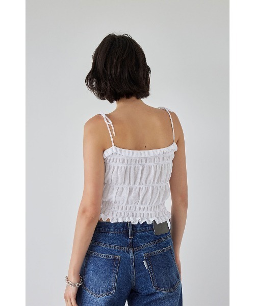 ALEXIA STAM（アリシアスタン）の「Shirring Knit Camisole /シャーリングニットキャミソール（キャミソール・レディース・ホワイト/ブラック/ブルー・FREE）」の8枚目の写真