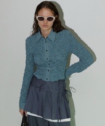 Checkered Shirring Short Length Shirt/チェックシャーリングショートシャツ【MAISON SPECIAL/メゾンスペシャル】
