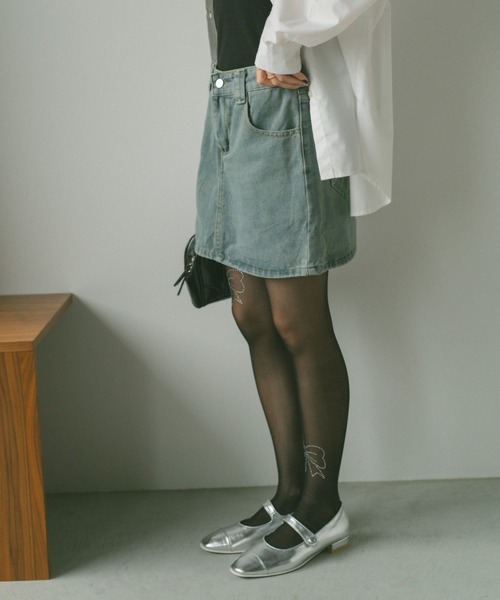 VANNIE U(ヴァニーユー)の「デニムミニスカート/インパン付き(デニムスカート・レディース・ブラック/ブルー・FREE)」の3枚目の写真