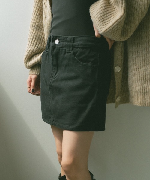 VANNIE U(ヴァニーユー)の「デニムミニスカート/インパン付き(デニムスカート・レディース・ブラック/ブルー・FREE)」の16枚目の写真