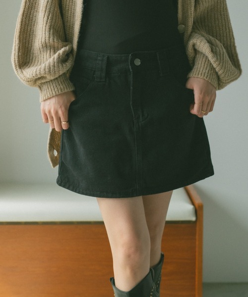 VANNIE U(ヴァニーユー)の「デニムミニスカート/インパン付き(デニムスカート・レディース・ブラック/ブルー・FREE)」の15枚目の写真