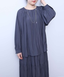 【LL～6L 大きいサイズ】【WEB・一部店舗限定】ビンテージサテンバックリボンブラウス