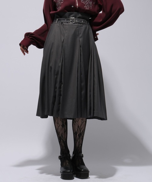 HARE（ハレ）の「ミディプリーツスカート(HARE)（スカート・レディース・ブラック/グレー・FREE）」の2枚目の写真