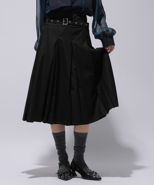 HARE（ハレ）の「ミディプリーツスカート(HARE)（スカート・レディース・ブラック/グレー・FREE）」の5枚目の写真