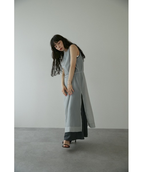 DRWCYS（ドロシーズ）の「レイヤードシアーリブワンピース（ワンピース・レディース・グレー/ホワイト・FREE）」の5枚目の写真