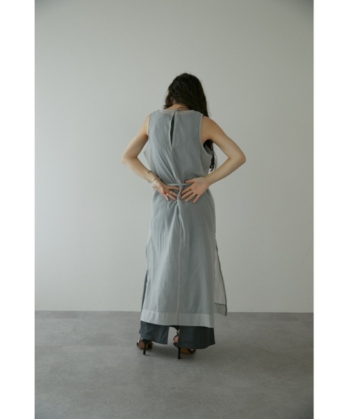 DRWCYS（ドロシーズ）の「レイヤードシアーリブワンピース（ワンピース・レディース・グレー/ホワイト・FREE）」の7枚目の写真