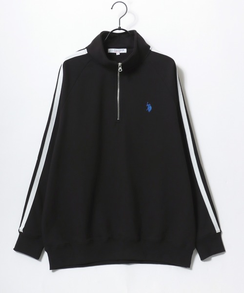 U.S. POLO ASSN.（ユーエスポロアッスン）の「U.S. POLO ASSN./ユーエスポロアッスン オーバーサイズ 裏毛 ロゴ ワンポイント刺繍 袖ライン ハーフジップ スウェット トレーナー/レディース メンズ（スウェット・メンズ・オフホワイト/ブラック/ネイビー/オートミール・LL/L/M）」の10枚目の写真