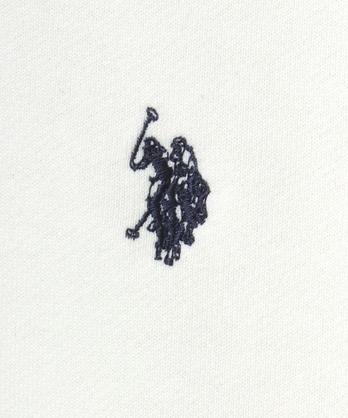 U.S. POLO ASSN.（ユーエスポロアッスン）の「U.S. POLO ASSN./ユーエスポロアッスン オーバーサイズ 裏毛 ロゴ ワンポイント刺繍 袖ライン ハーフジップ スウェット トレーナー/レディース メンズ（スウェット・メンズ・オフホワイト/ブラック/ネイビー/オートミール・LL/L/M）」の16枚目の写真