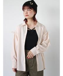 ehka sopo | 柄アソート袖リボンビッグシャツ(シャツ/ブラウス)